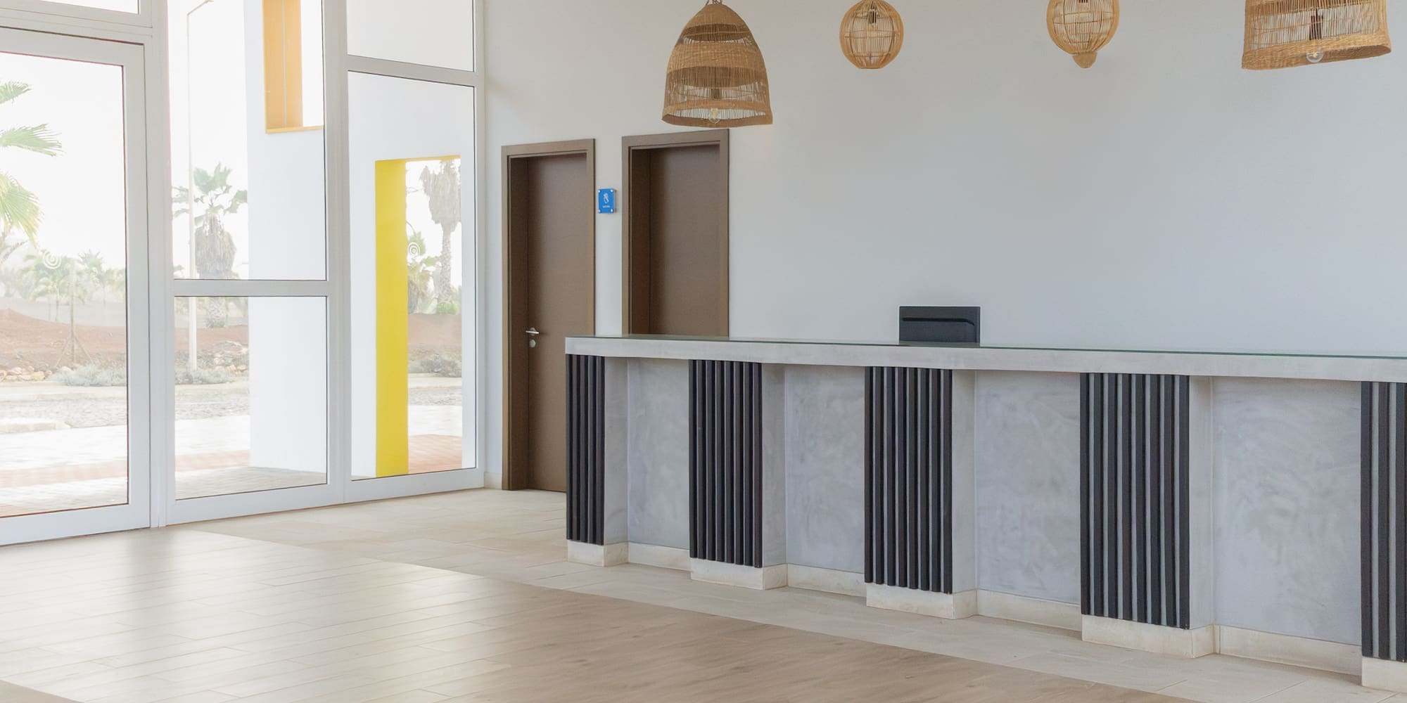 a reception desk in a room