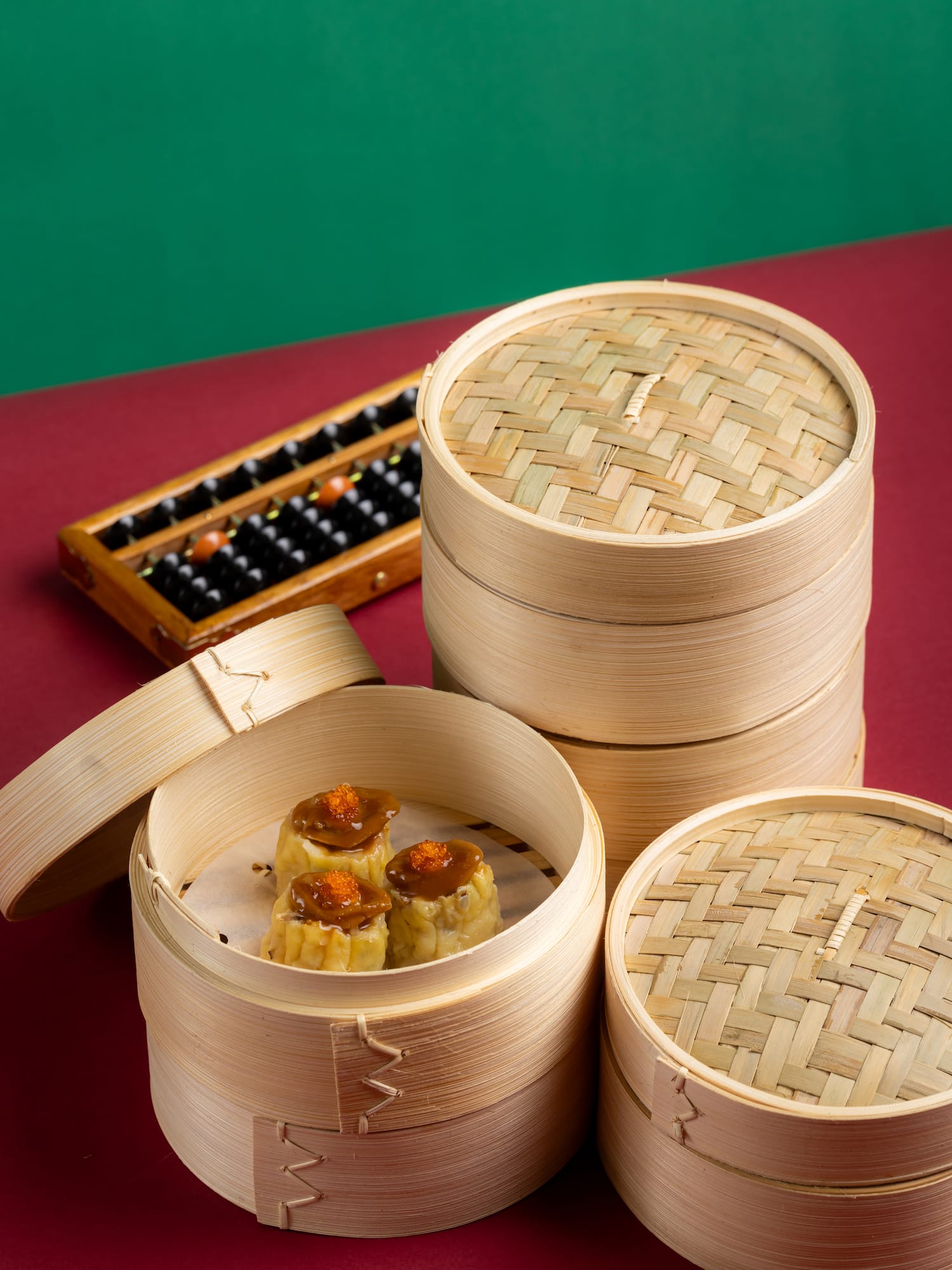 a group of containers with food in them