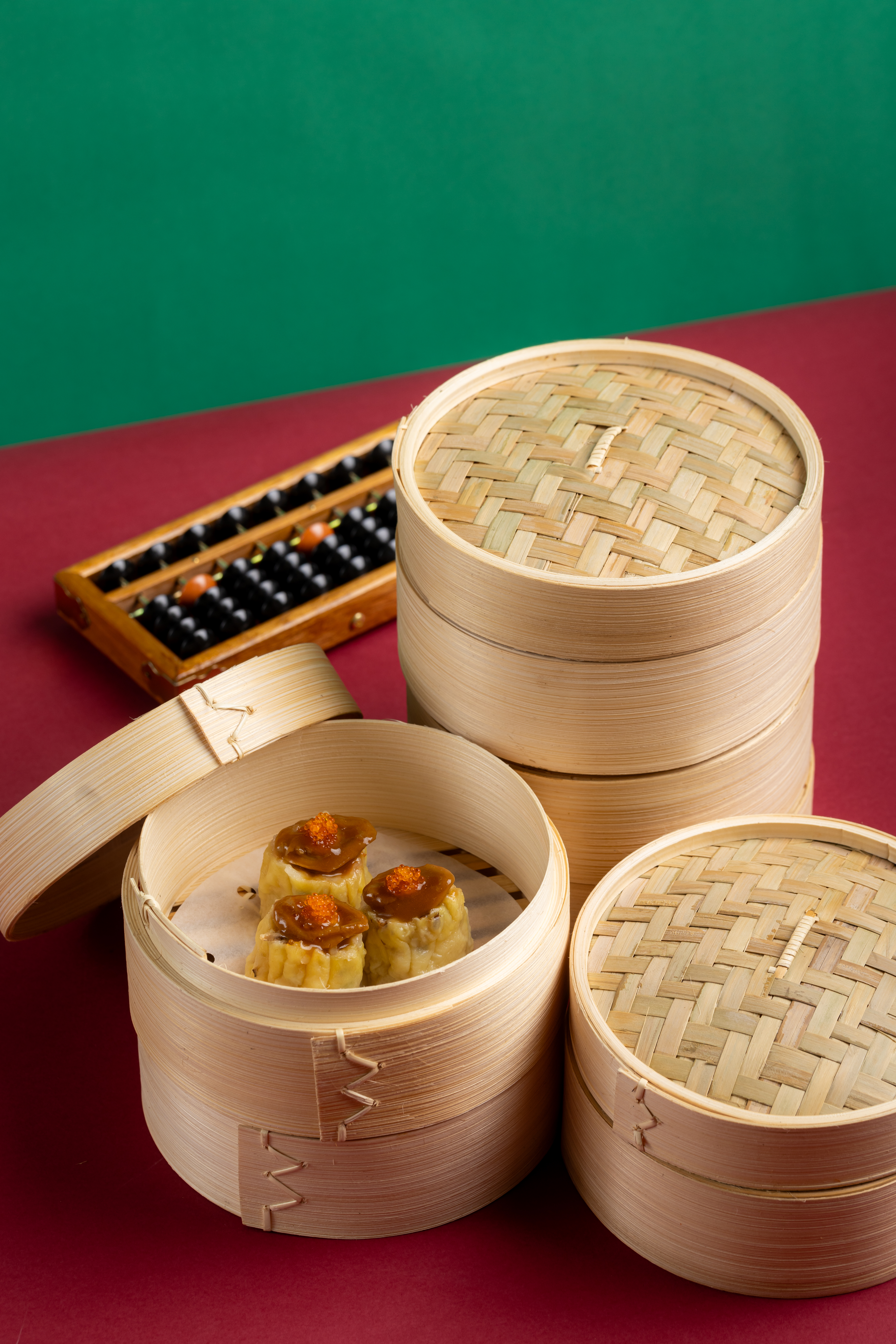 a group of containers with food in them