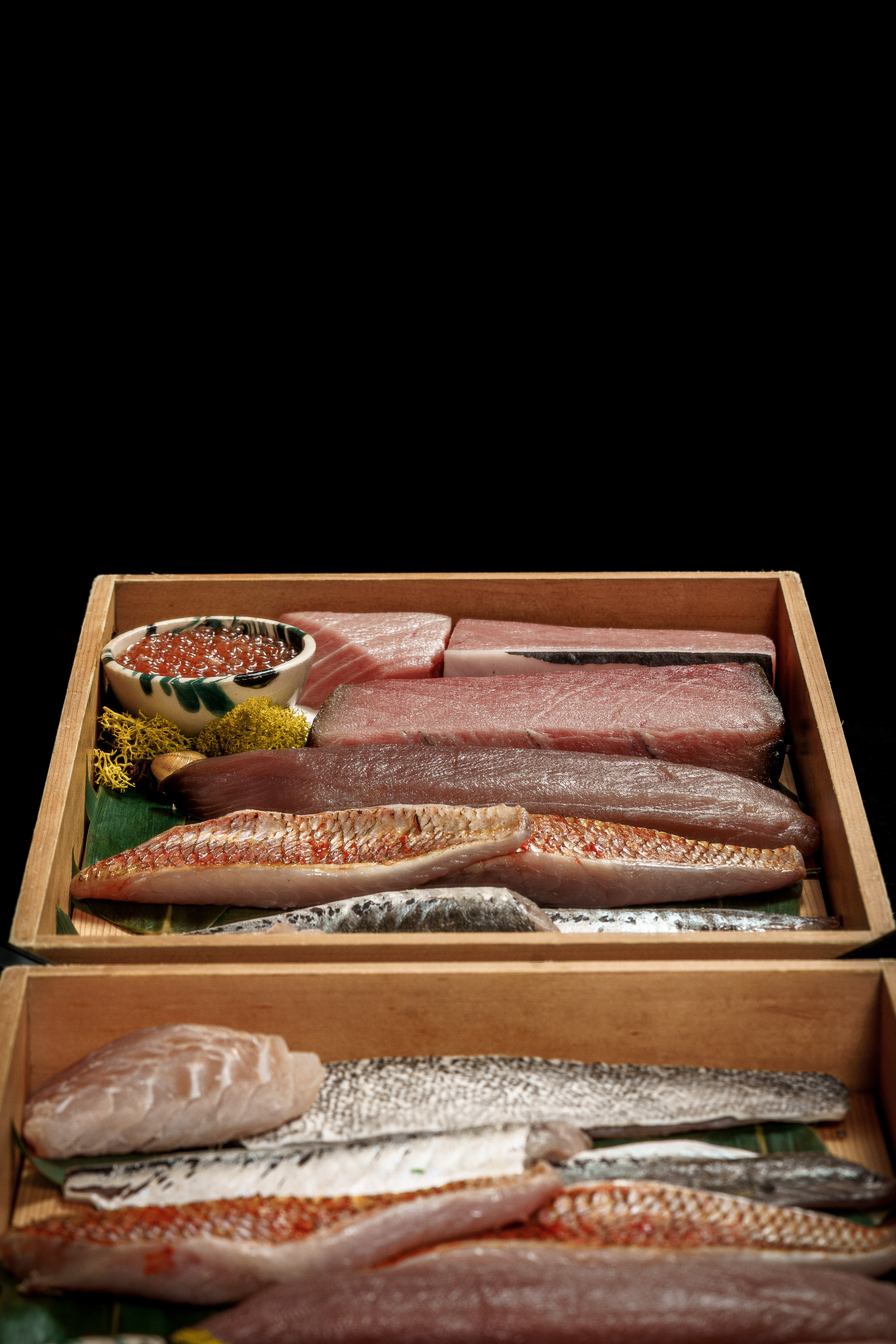 a box of raw fish