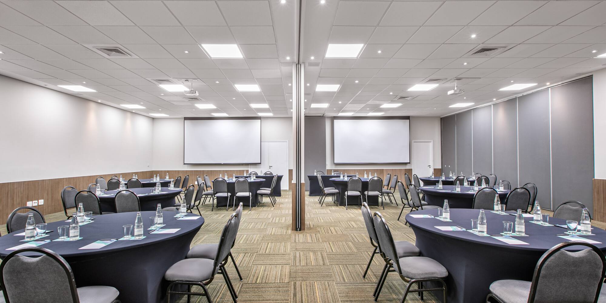 a room with tables and chairs