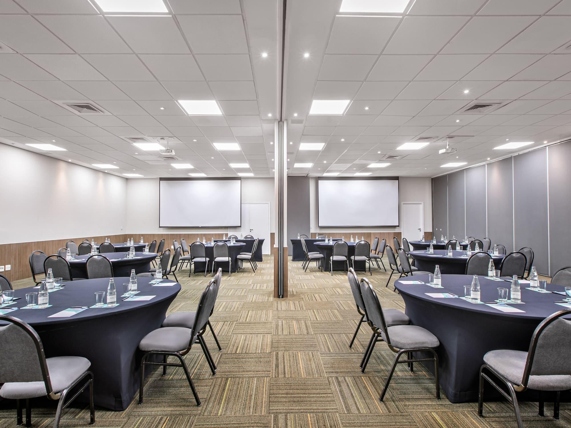 a room with tables and chairs