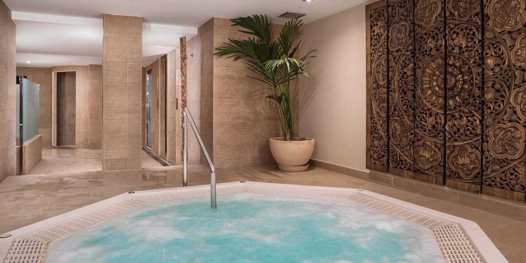 a hot tub inside a room