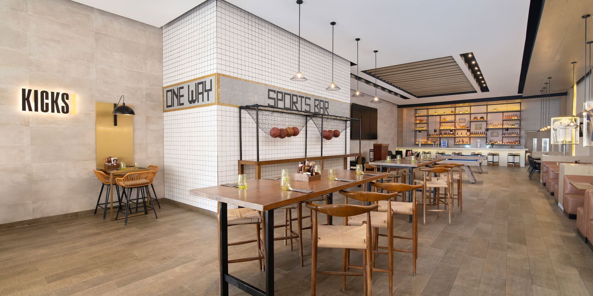 a restaurant with tables and chairs