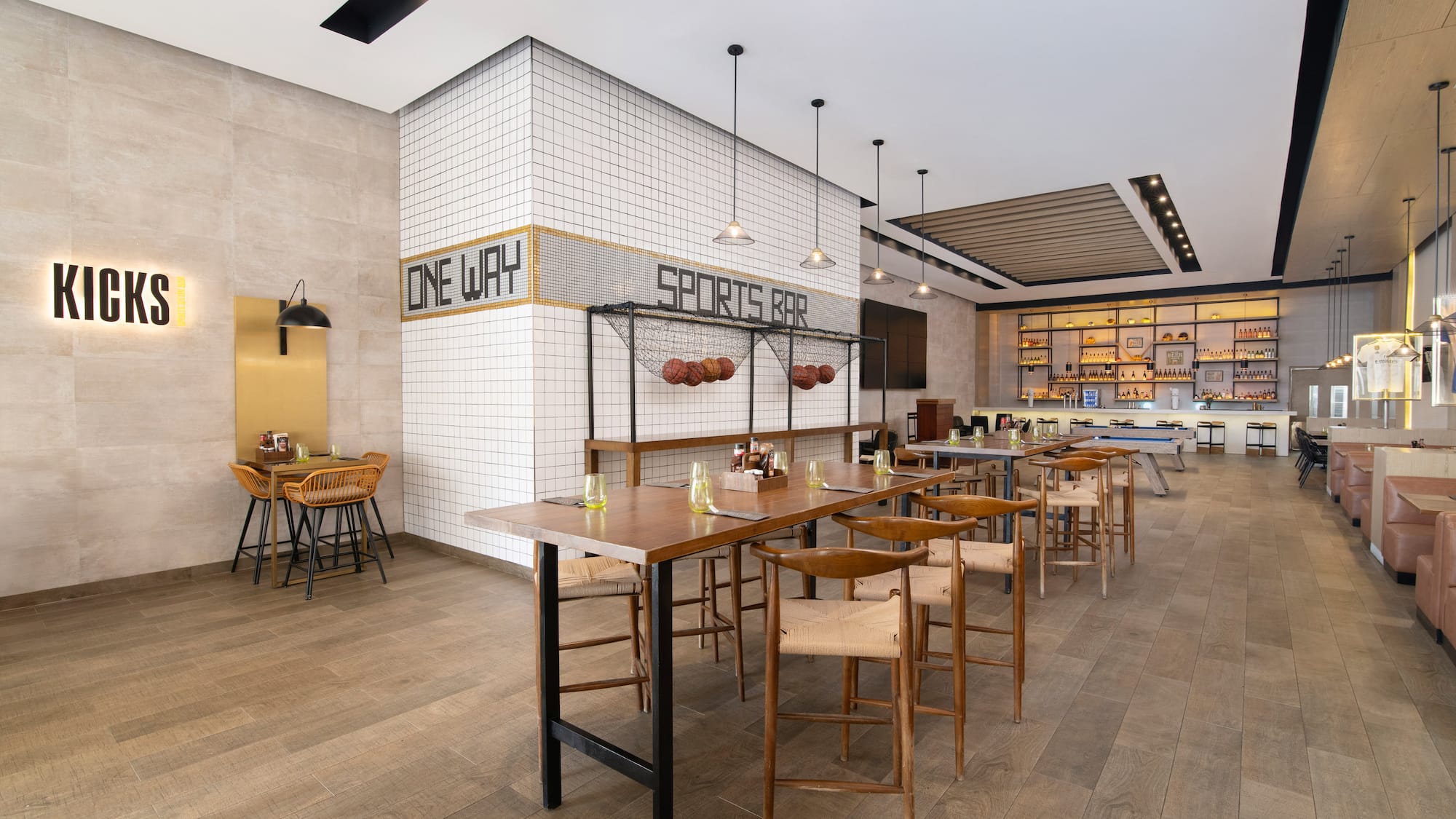 a restaurant with tables and chairs