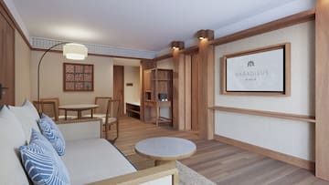 a room with a tv and a couch