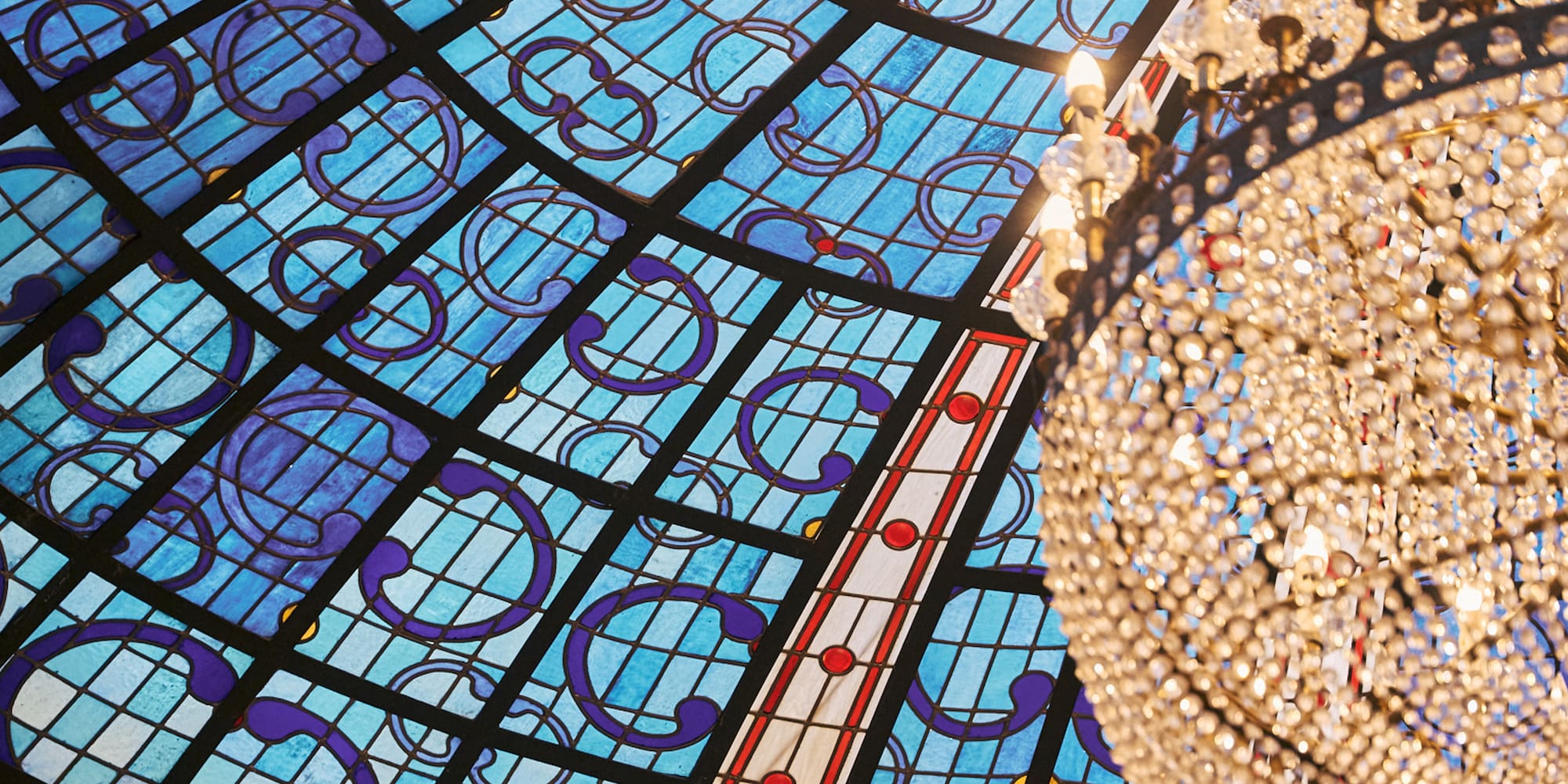 a chandelier from a ceiling