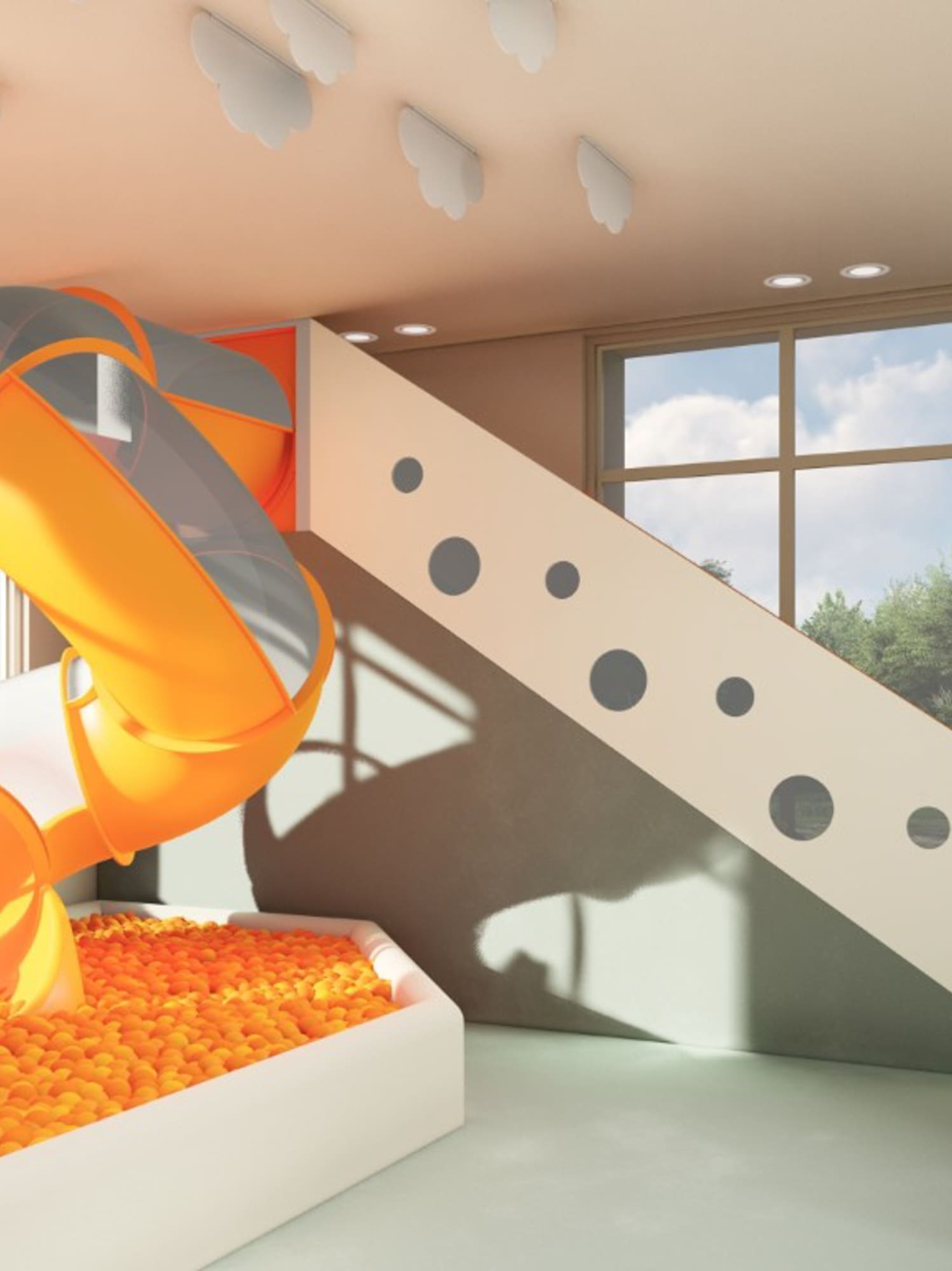 a slide in a playroom