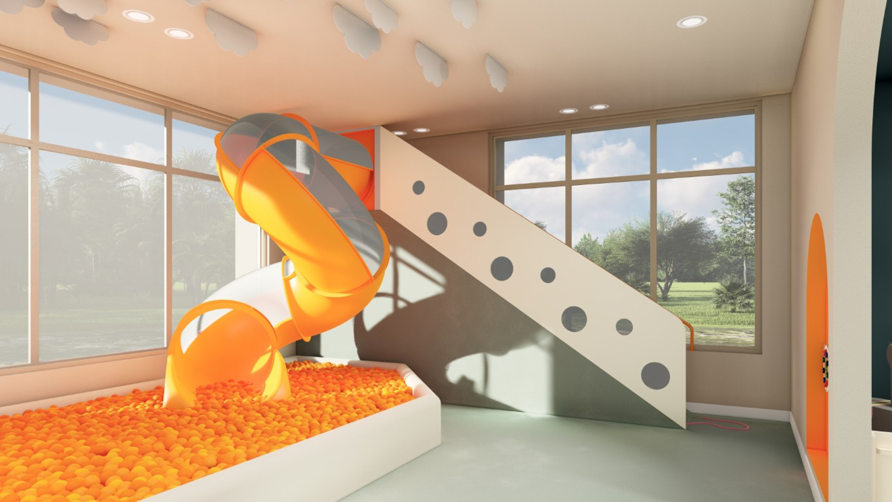 a slide in a playroom