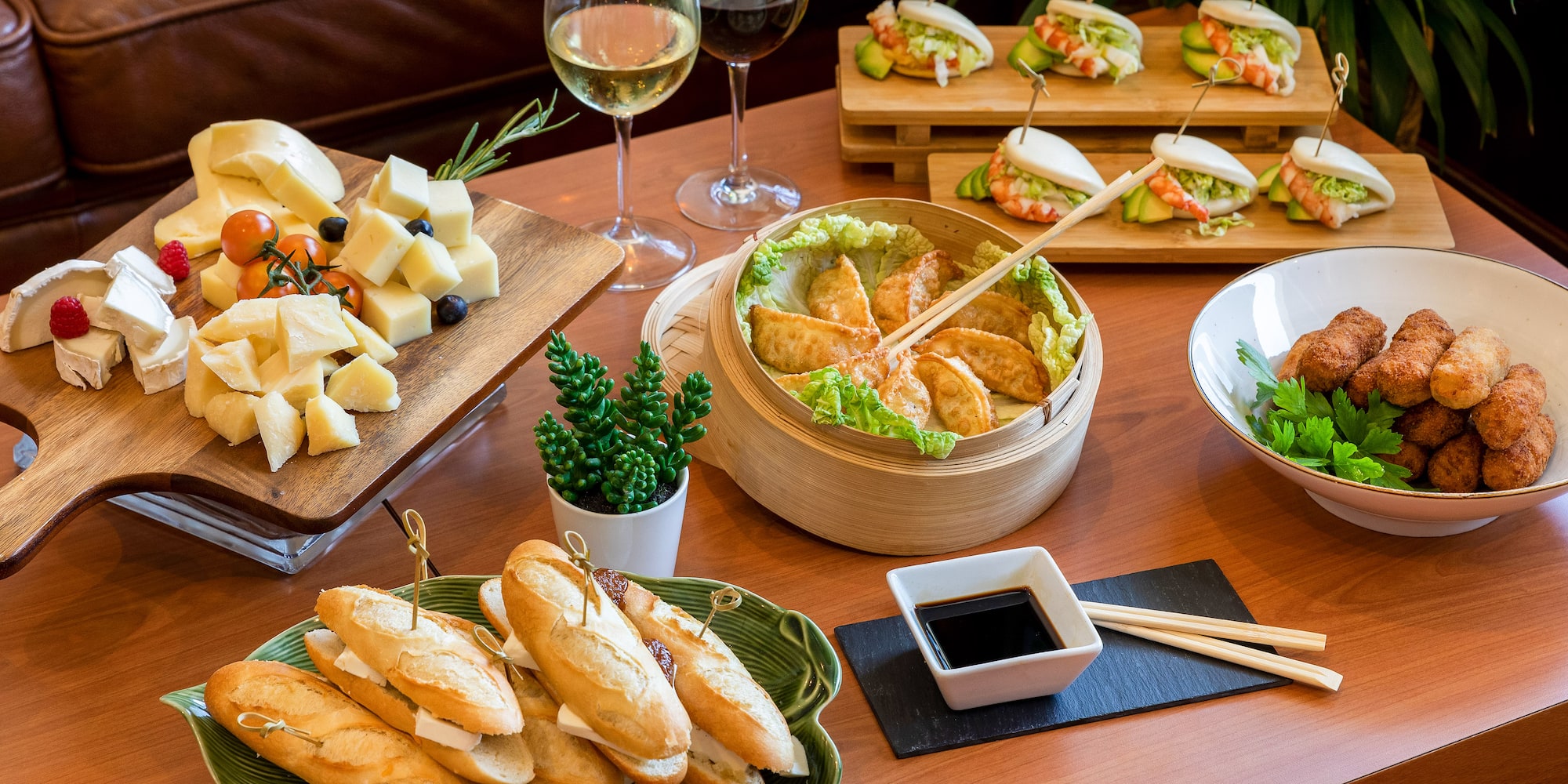 a table with food on it