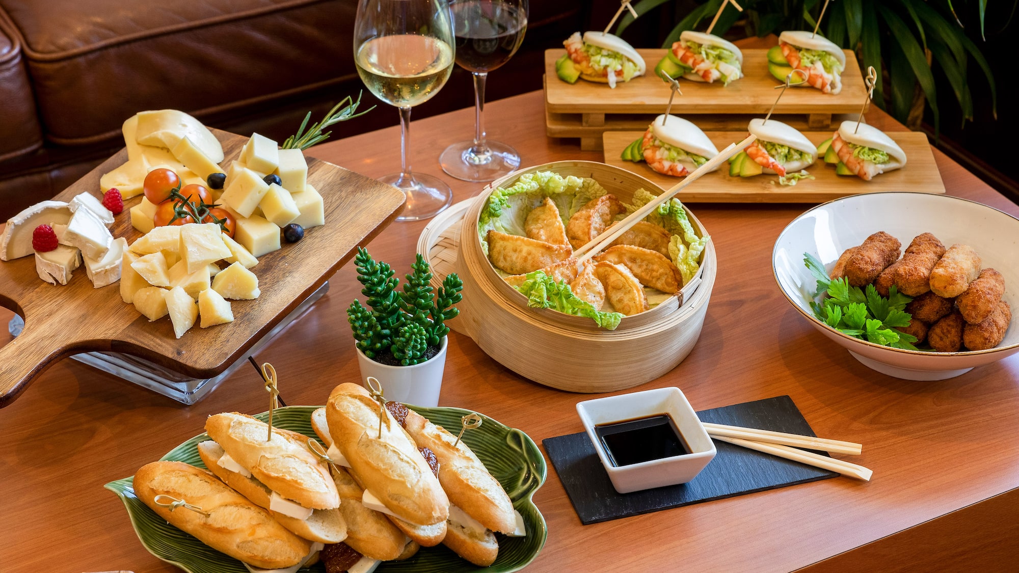 a table with food on it