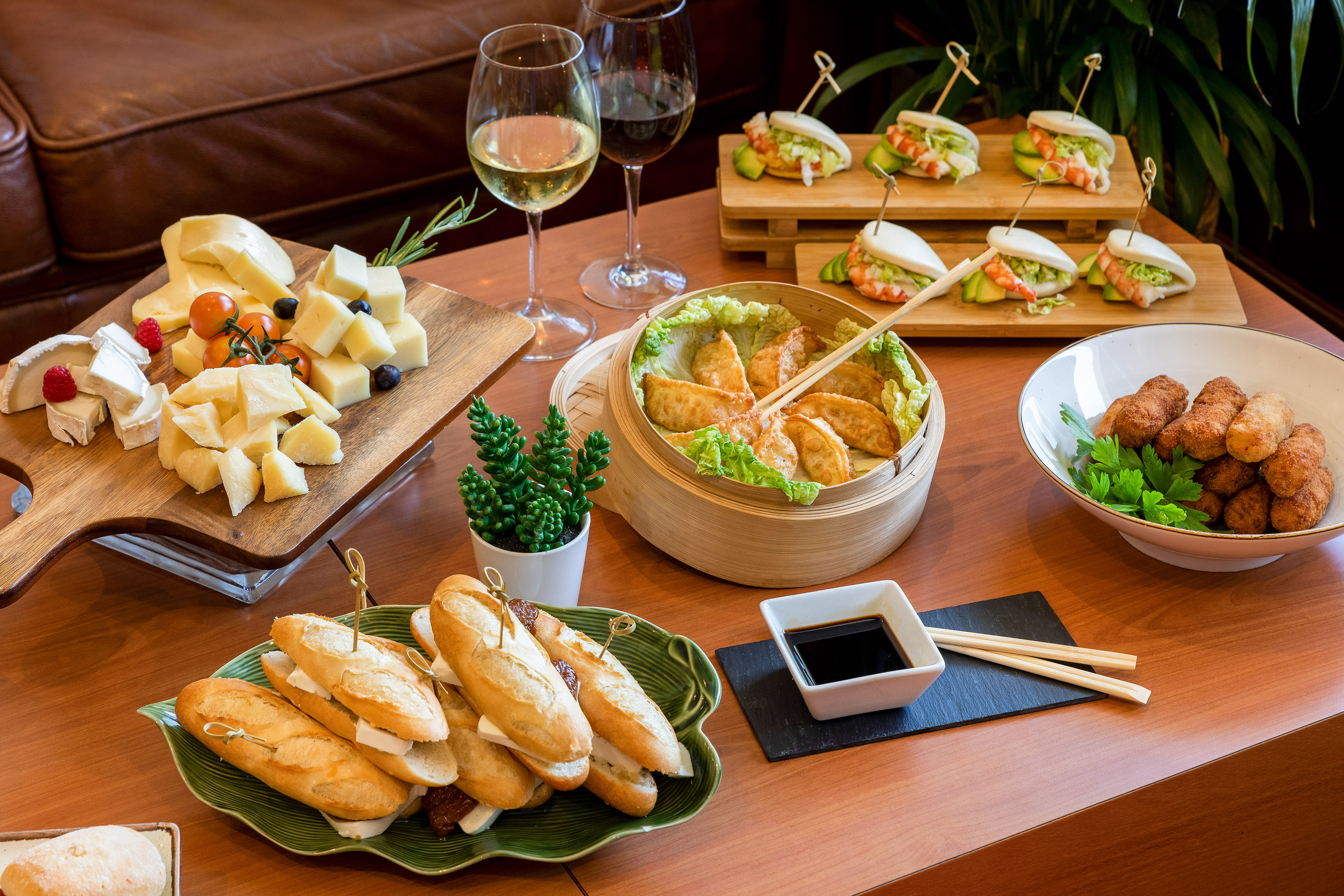 a table with food on it