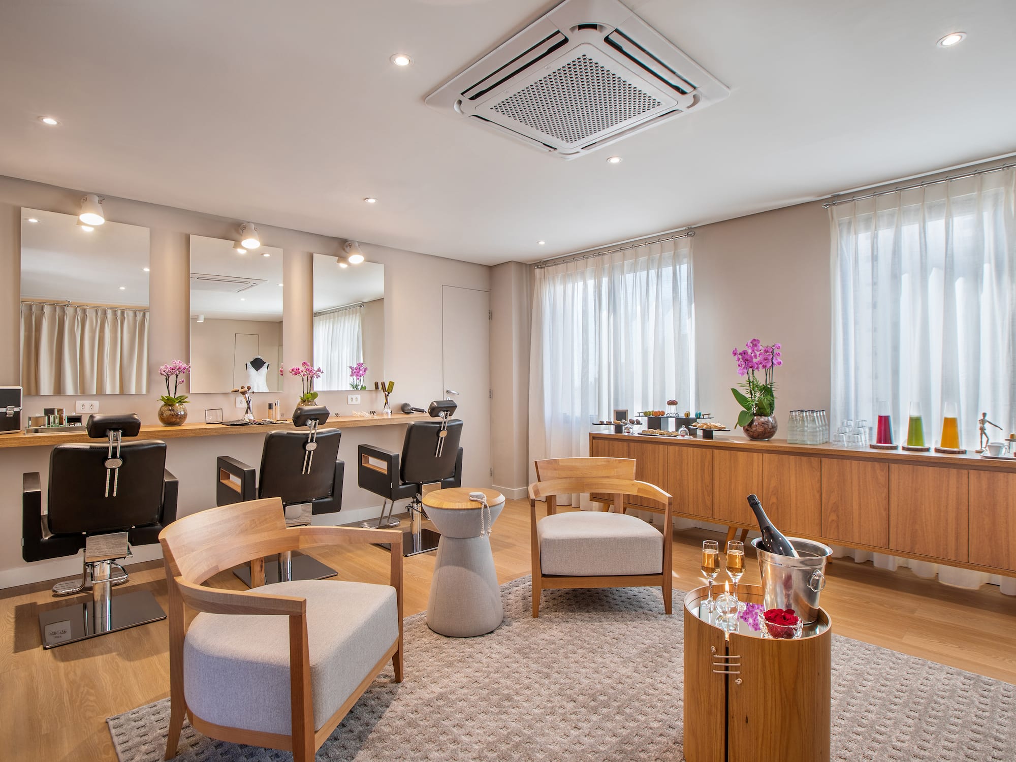 a room with chairs and a table