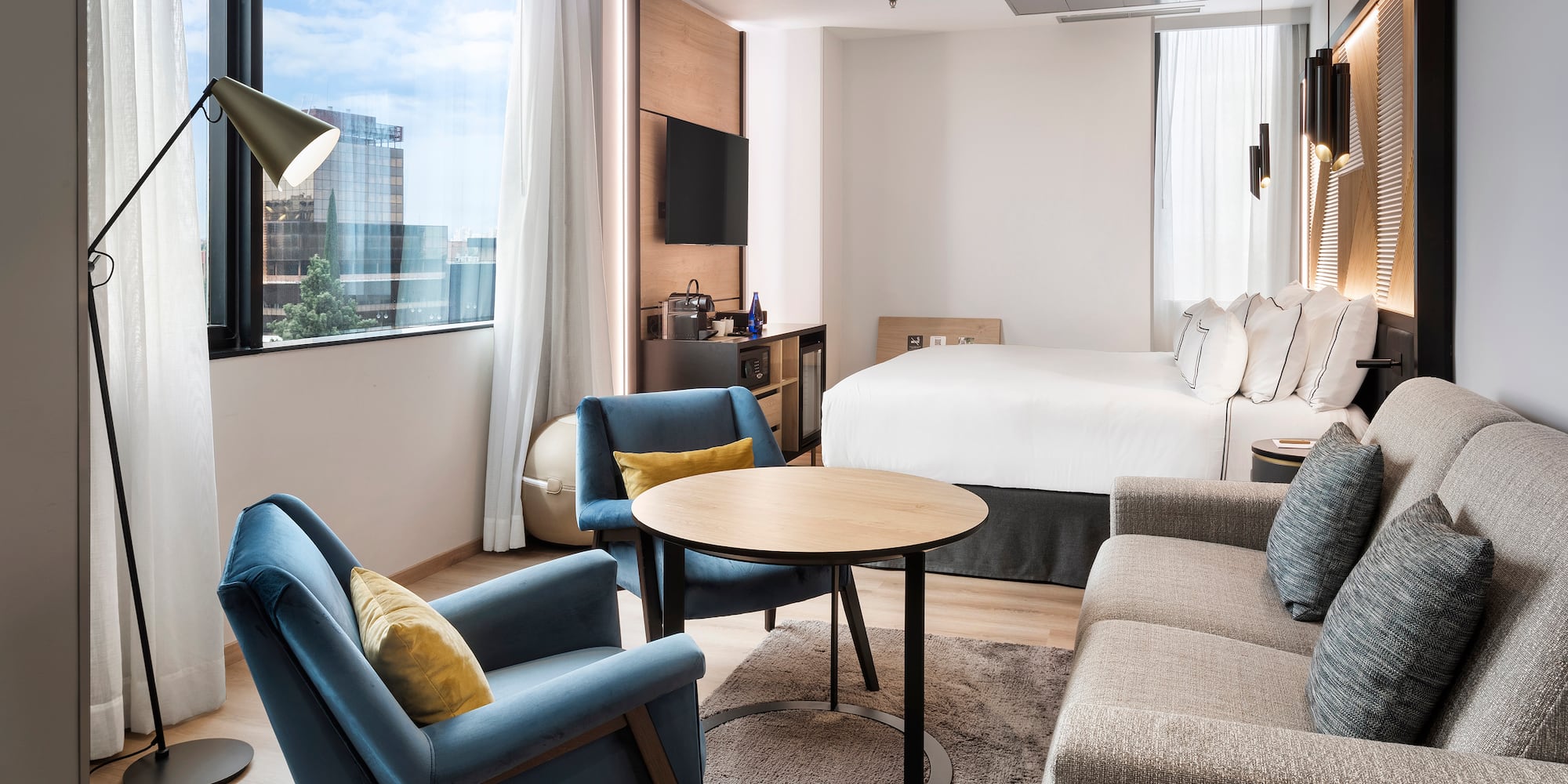 a room with a bed and a couch