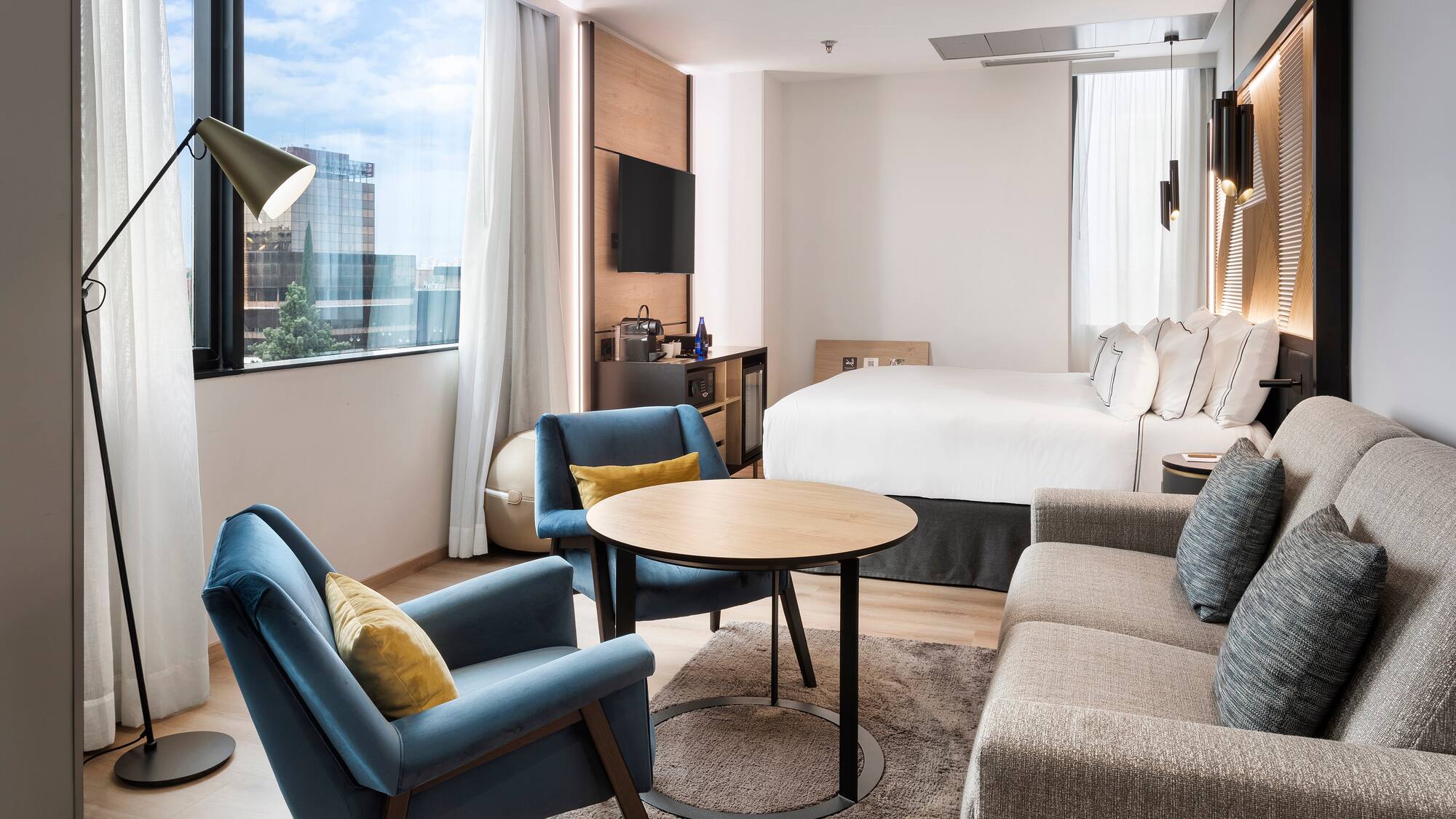 a room with a bed and a couch