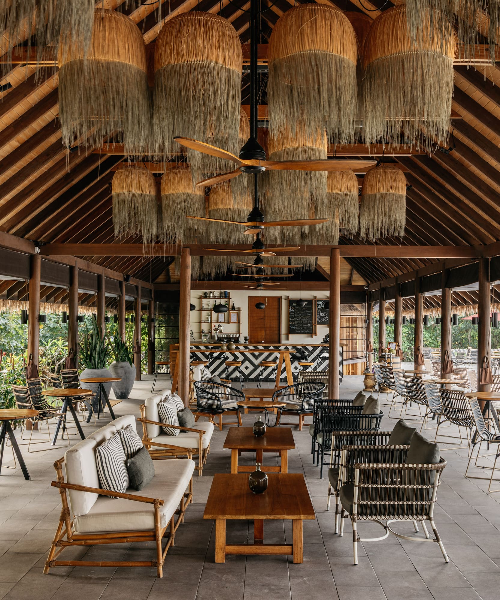 a room with chairs and tables