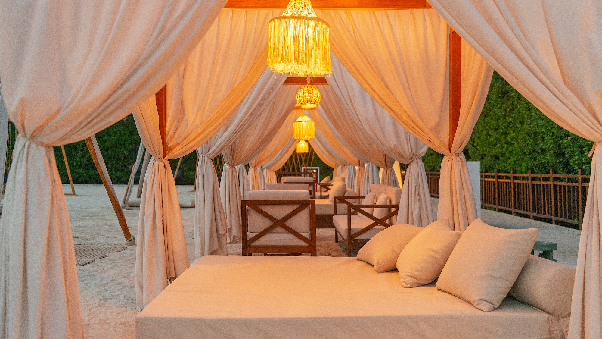 a bed under a canopy