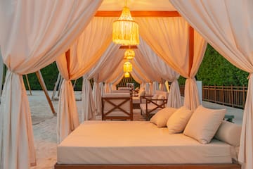 a bed under a canopy