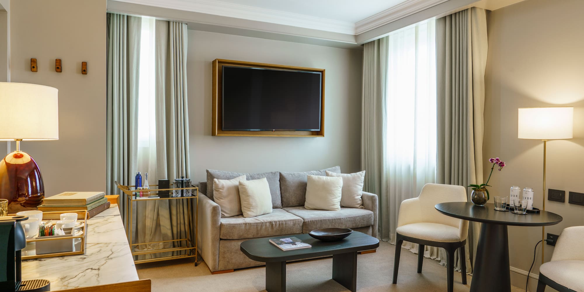 a living room with a television and a couch