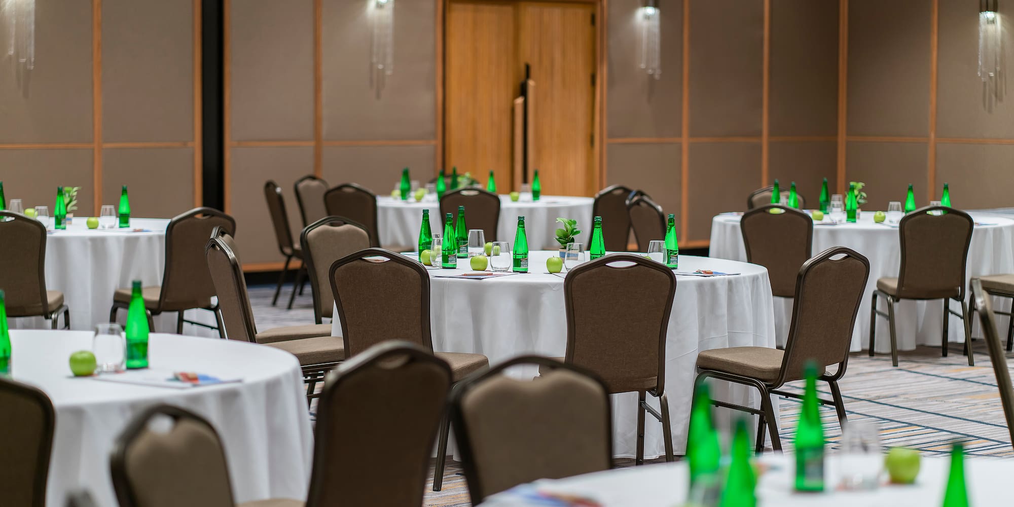 a room with tables and chairs