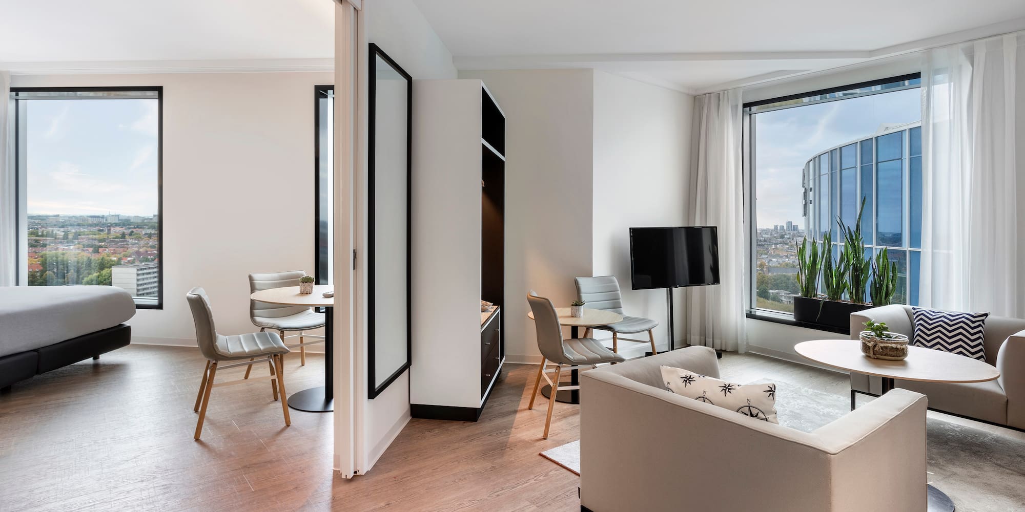 a room with a couch and a tv