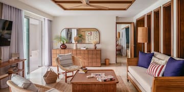 a living room with a couch and a coffee table