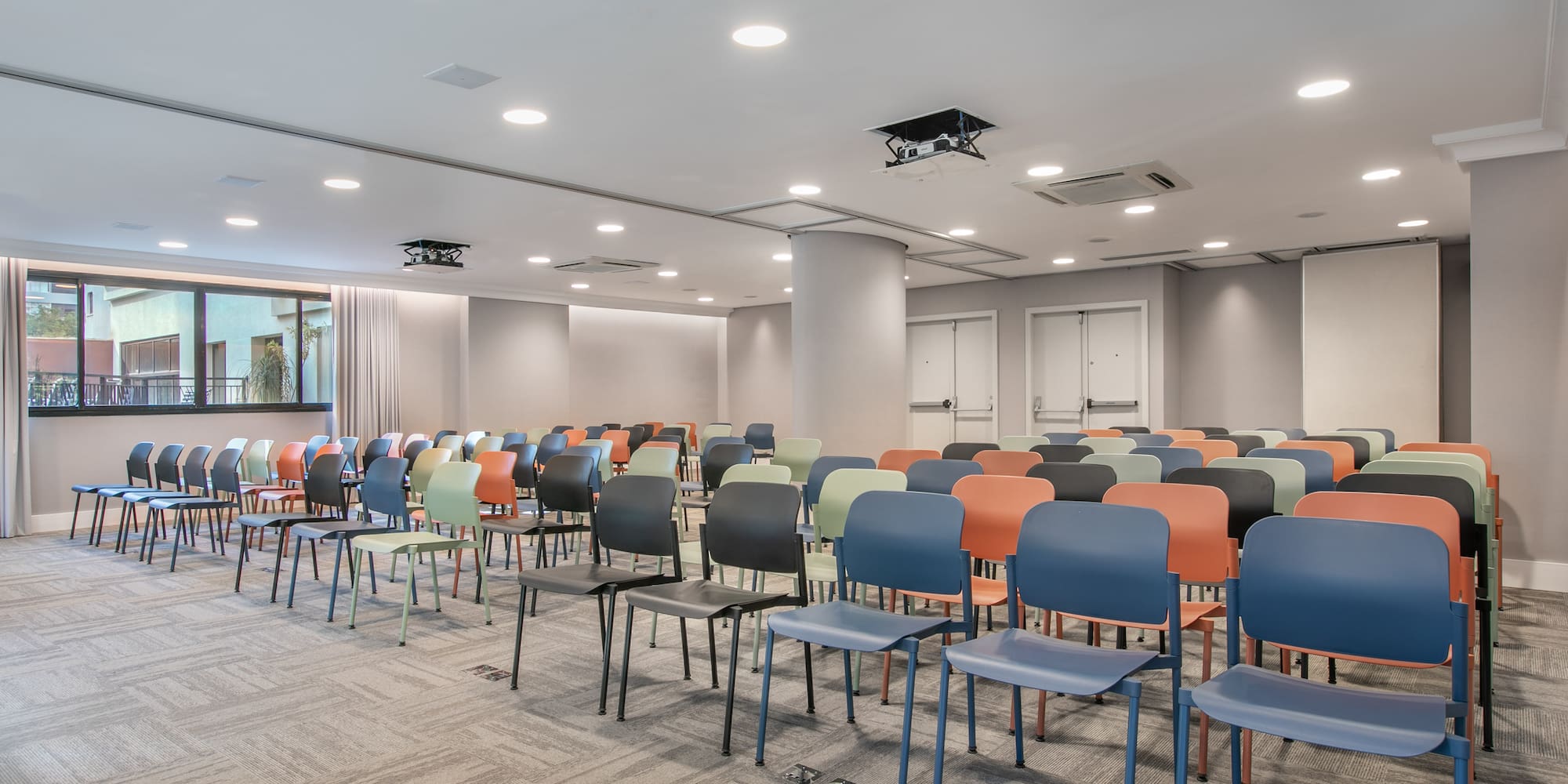 a room with many chairs