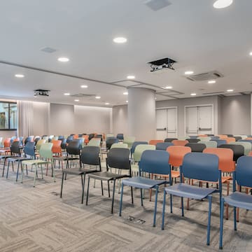 a room with many chairs