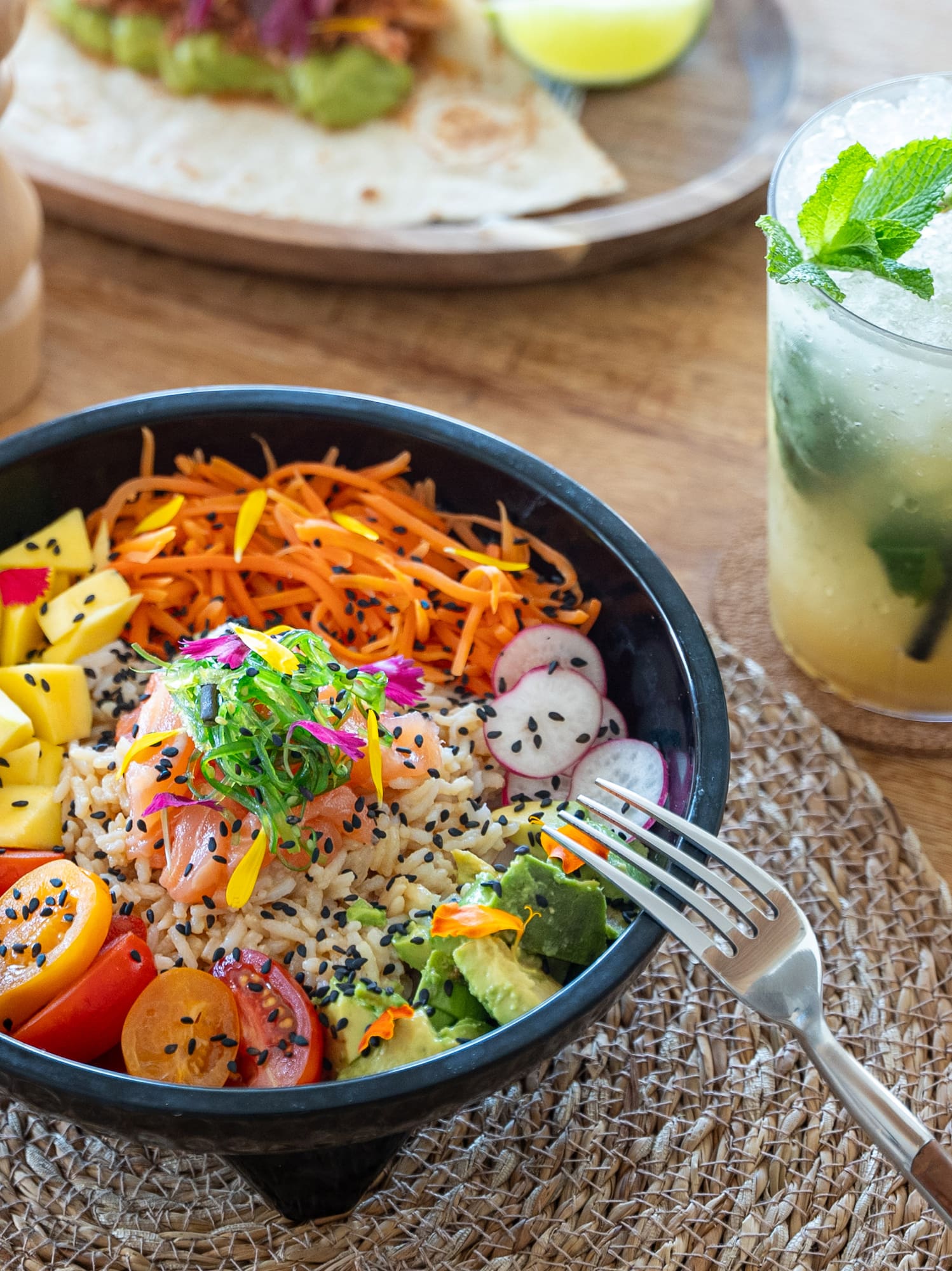 a bowl of food on a table