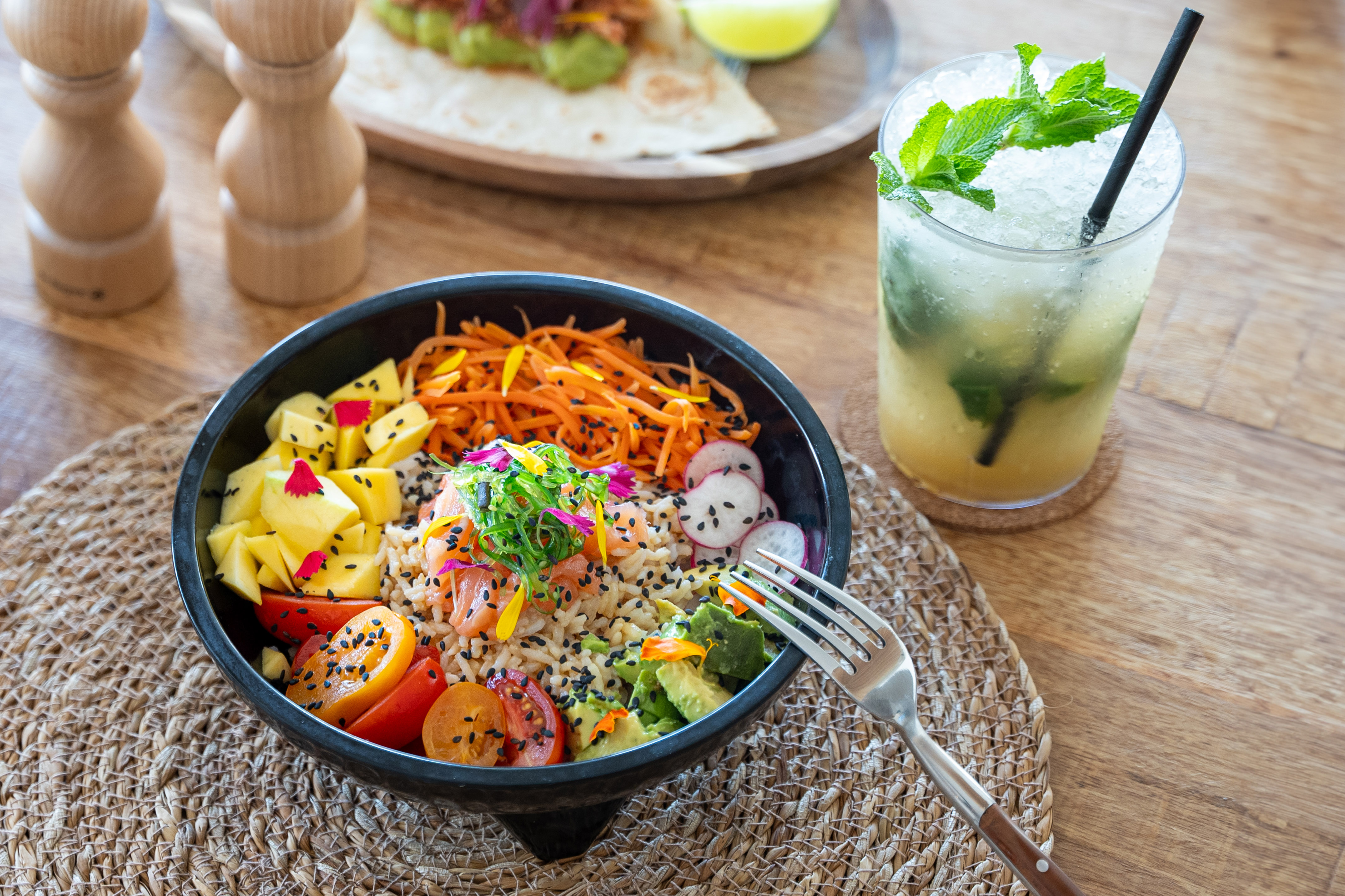 a bowl of food on a table