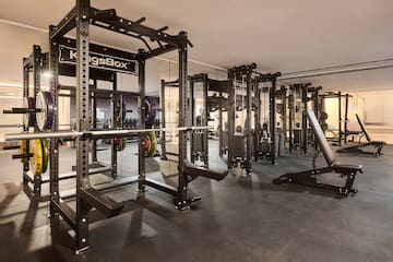 a gym with weights and weights