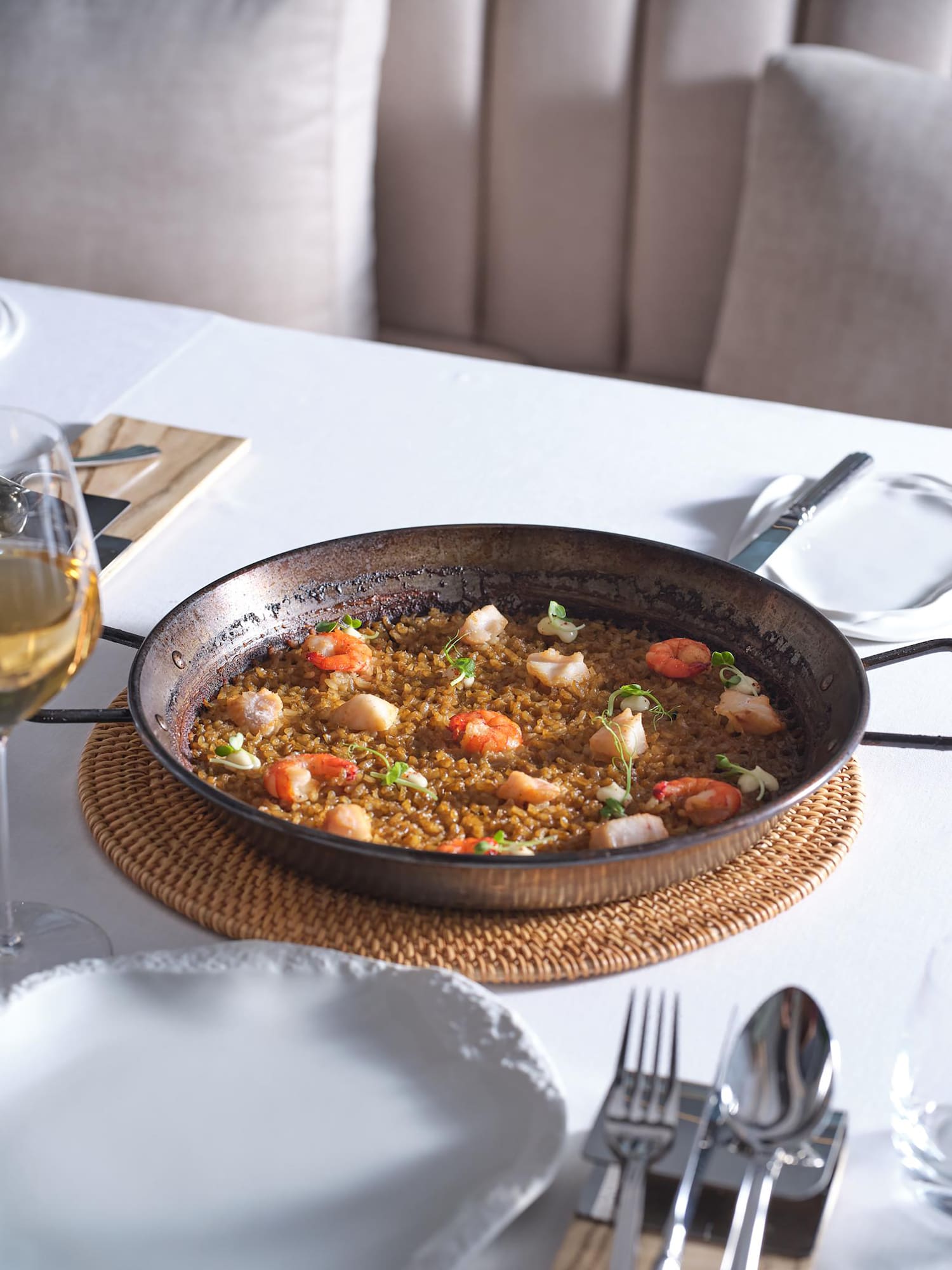 a pan of food on a table