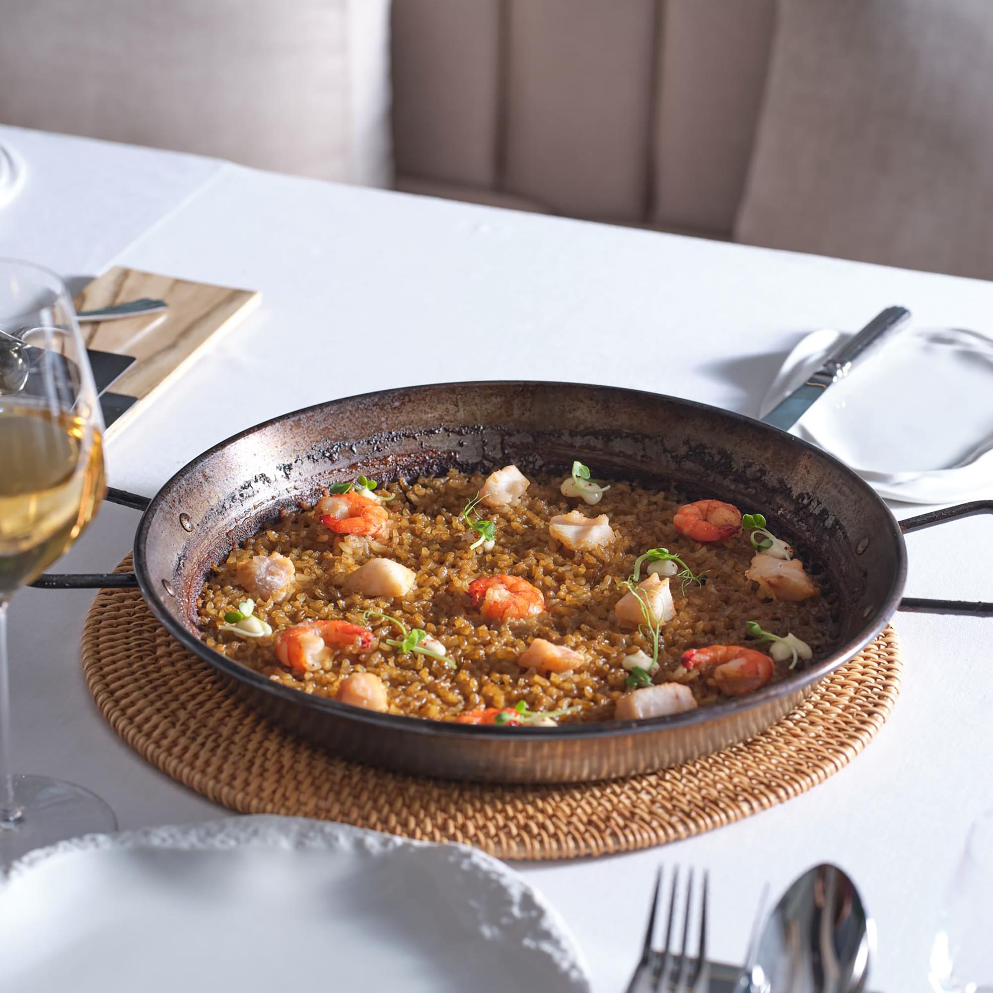 a pan of food on a table