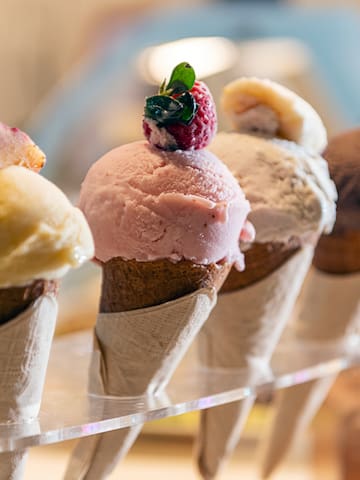 a group of ice cream cones