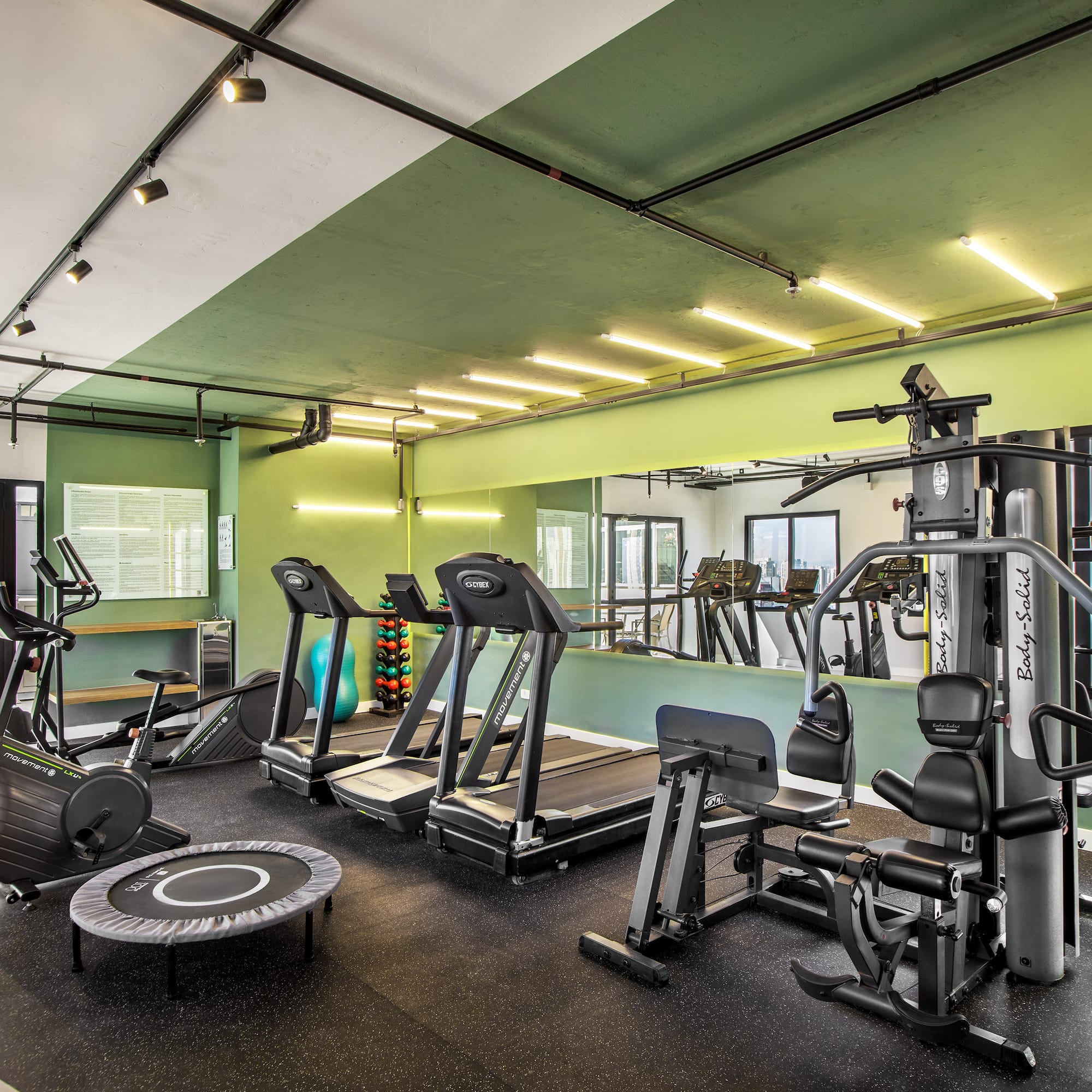 a gym with exercise equipment