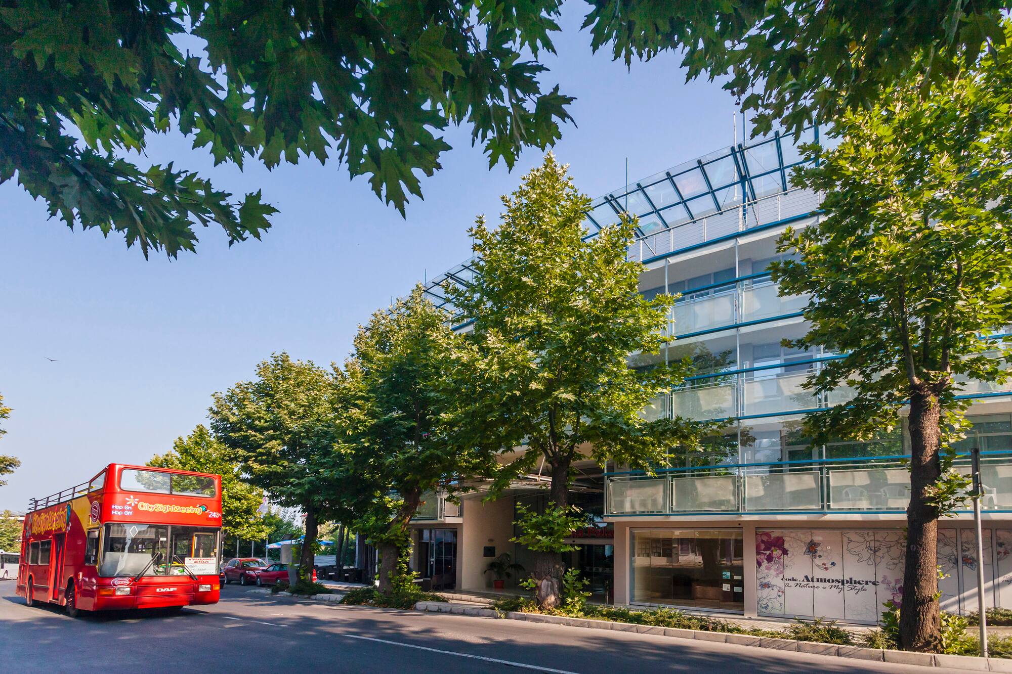 a double decker bus on the street