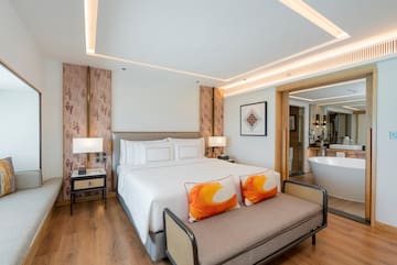 a bed in a room
