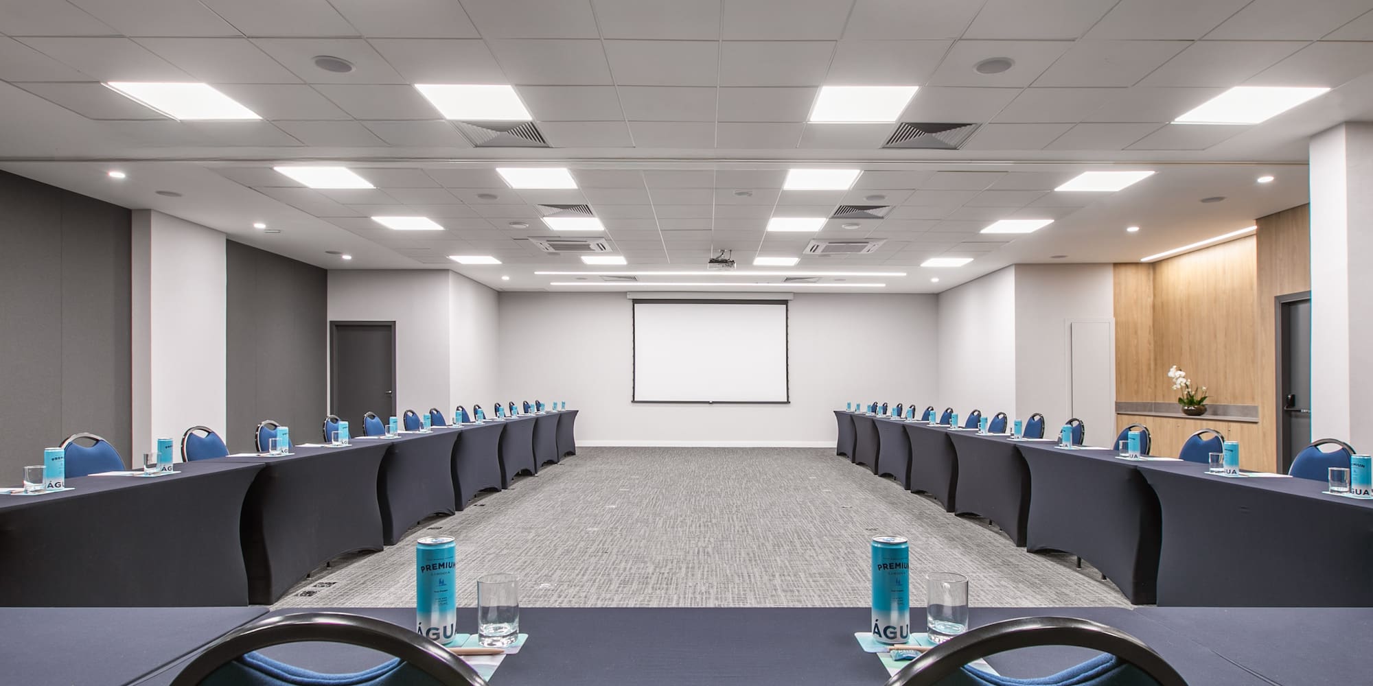 a room with tables and chairs