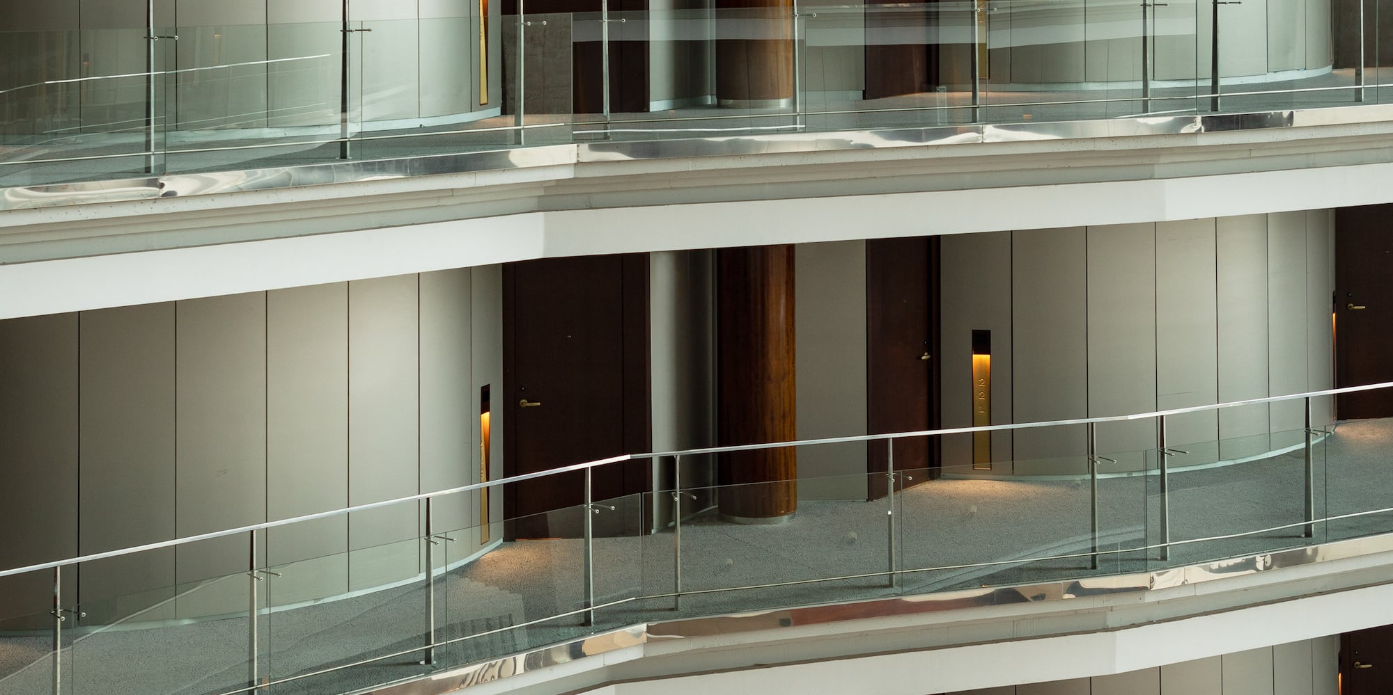 a building with glass railings