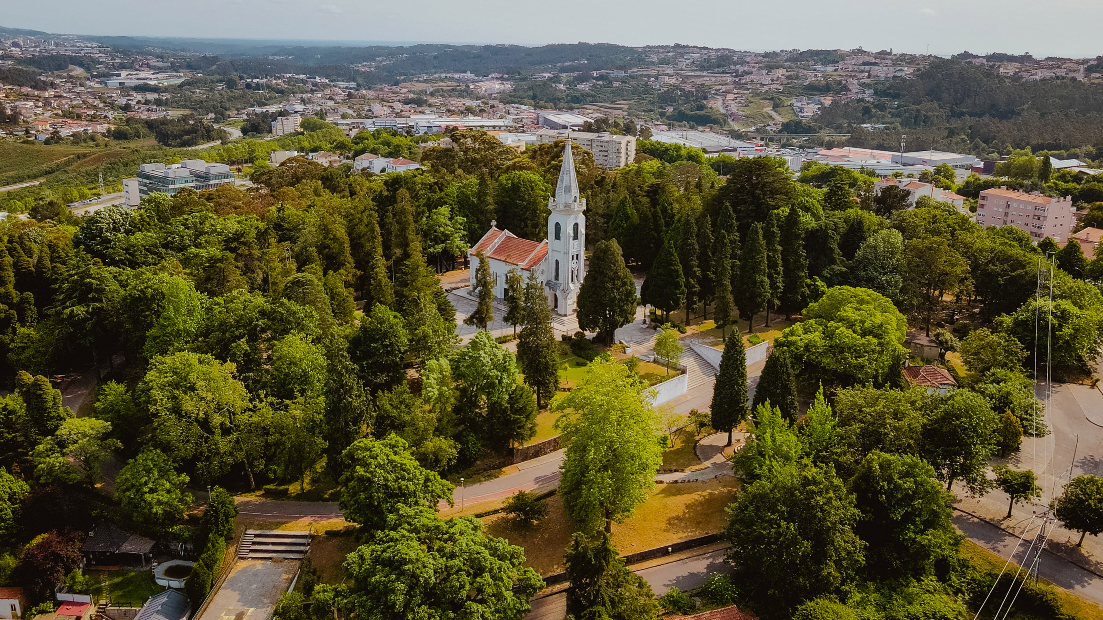 a church surrounded by trees