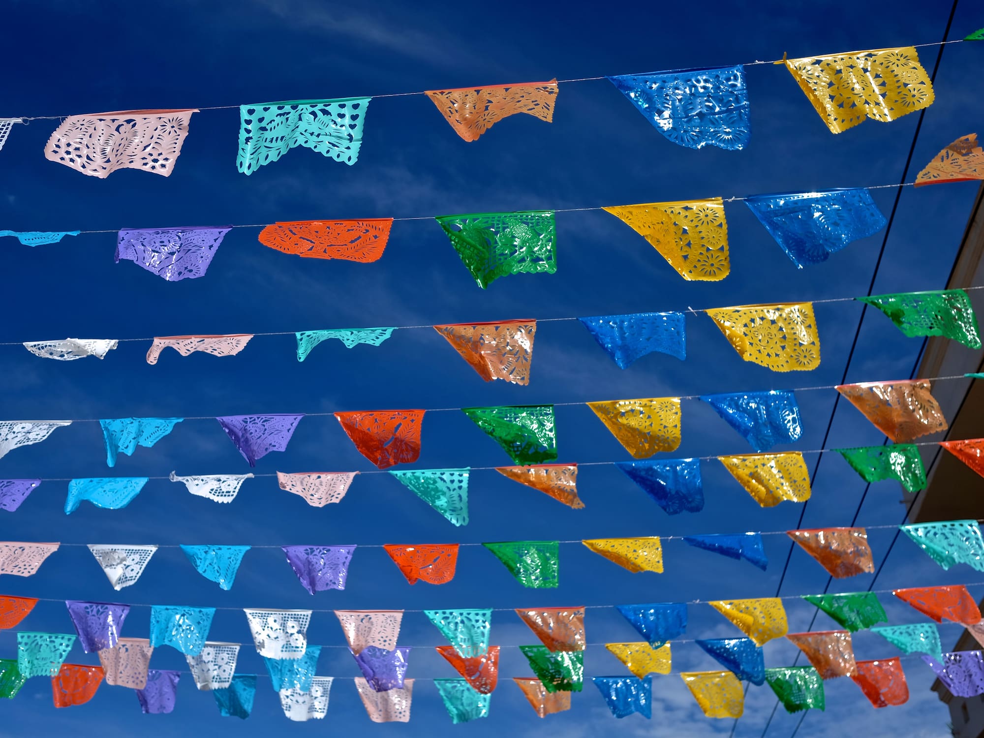 a group of colorful flags