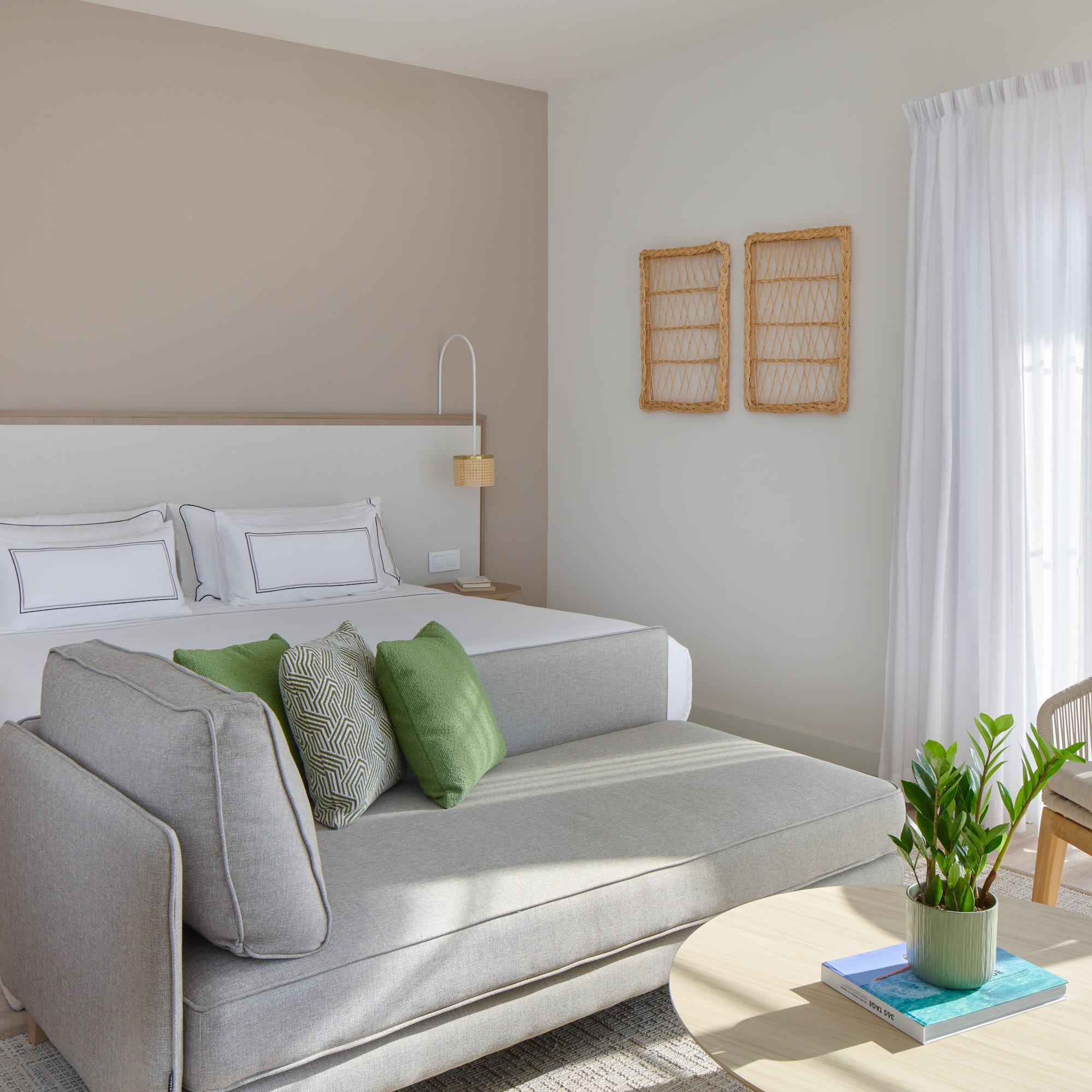 a room with a bed and a couch