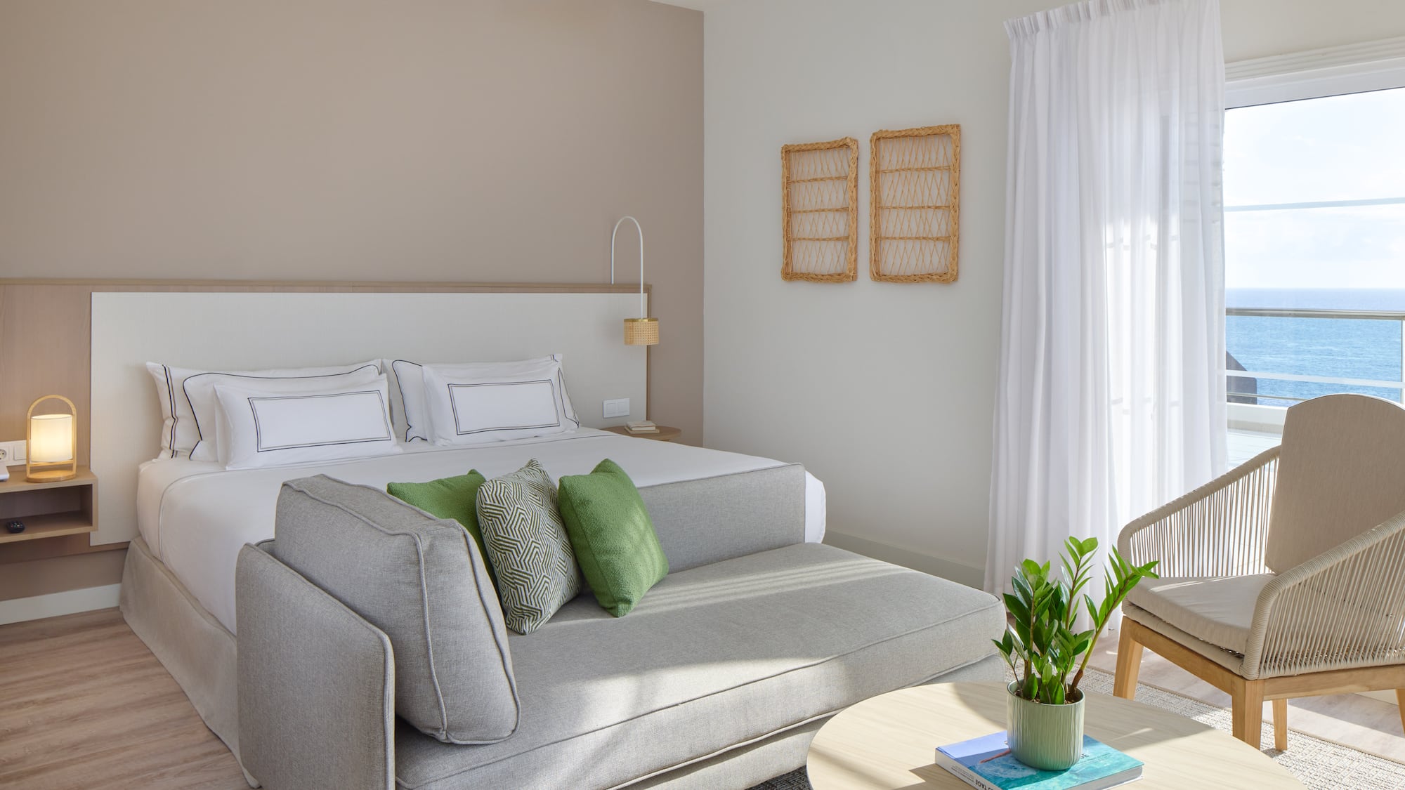 a room with a bed and a couch