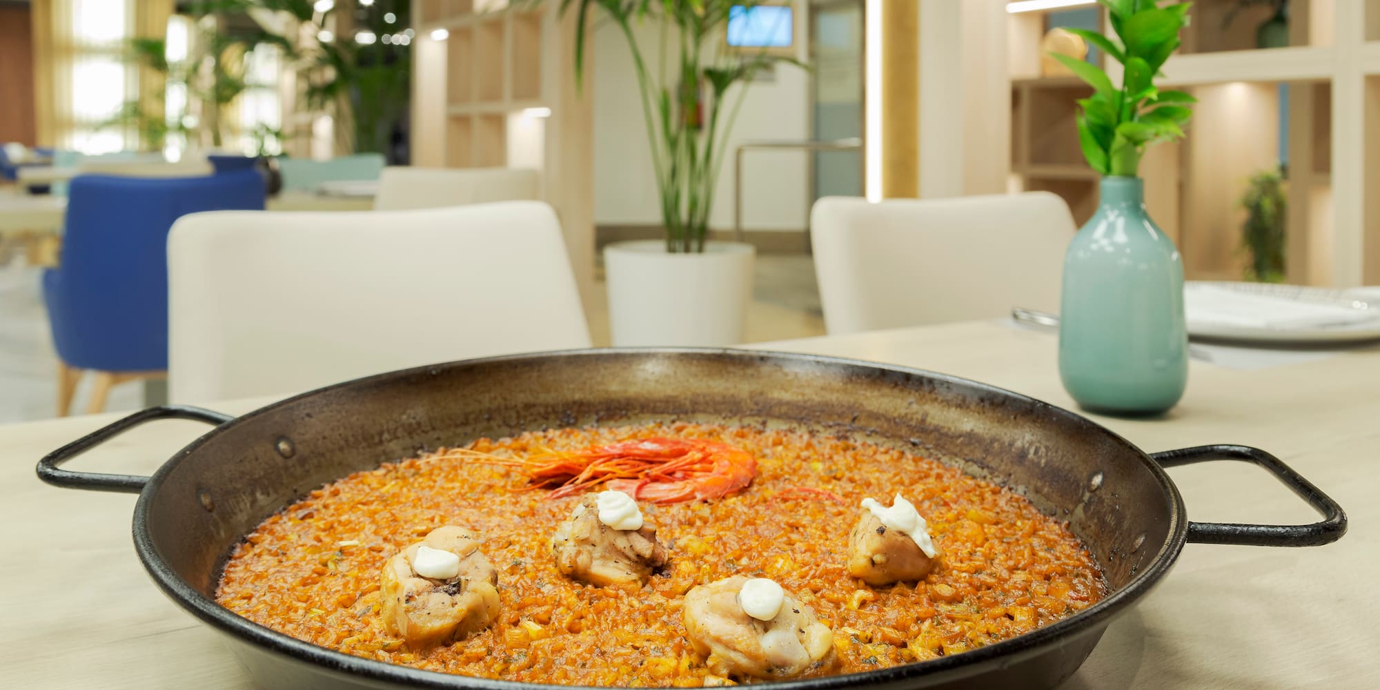 a pan of food on a table