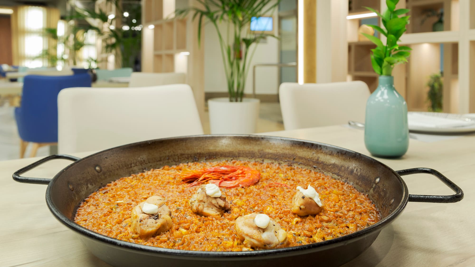 a pan of food on a table