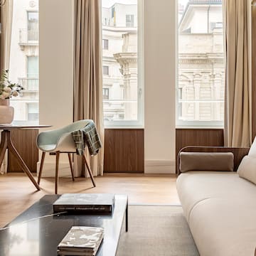 a living room with a couch and a table