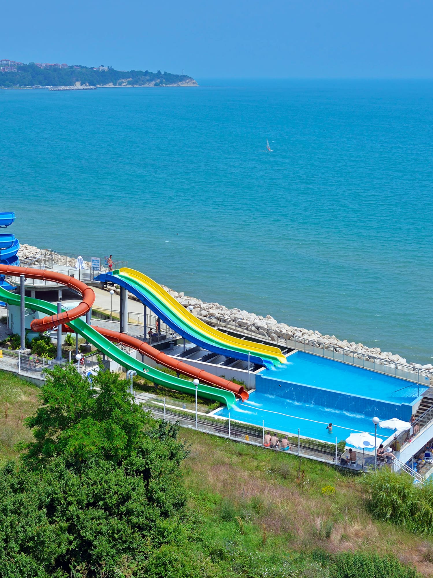 water sliders on a beach