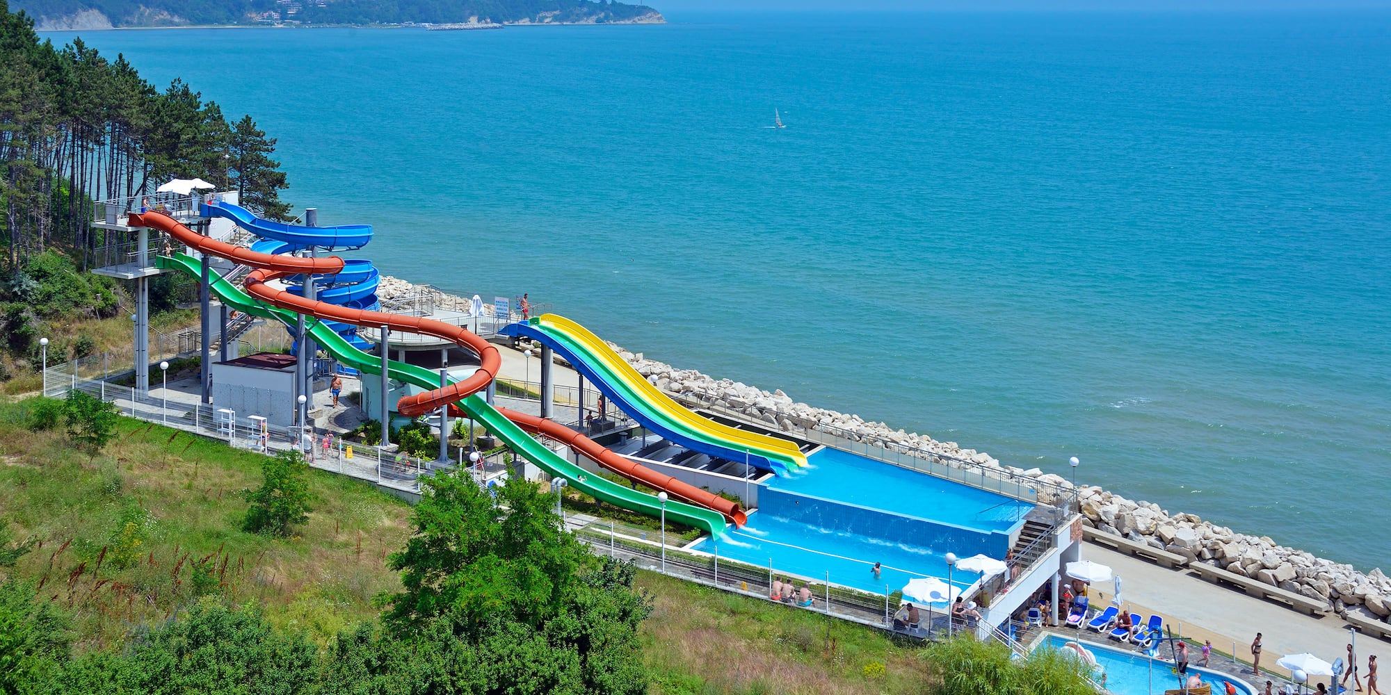 water sliders on a beach