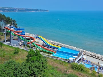 water sliders on a beach