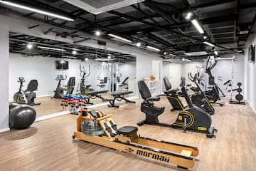 a room with exercise equipment